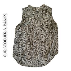CHRISTOPHER & BANKS SLEEVELESS BUTTONUP. SIZE P/L